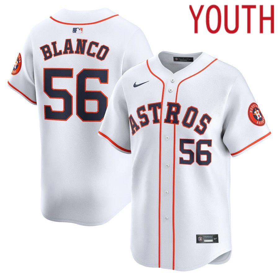 Youth Houston Astros #56 Ronel Blanco Nike White Home Limited Player MLB Jersey